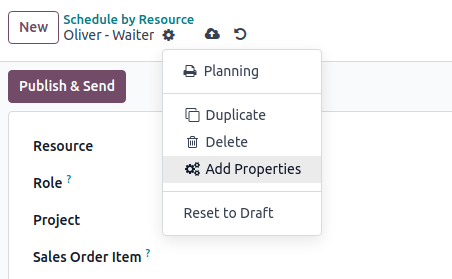 Show the "Add Properties" button on a lot number form.