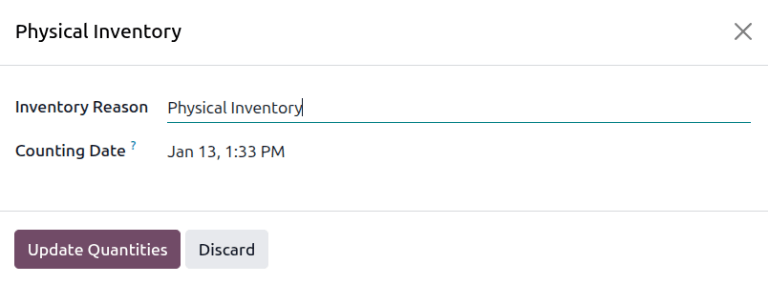Apply All option applies the inventory adjustment once a reason is specified.