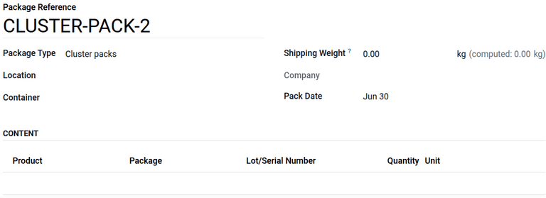 Create new package form.
