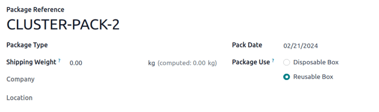 A package form to create a cluster pack.