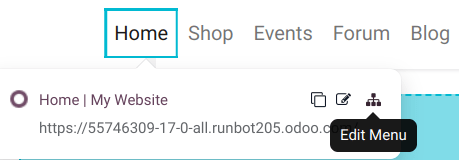 Access the menu editor while in Edit mode.