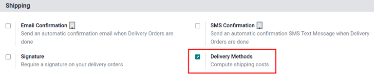 The Delivery Methods feature enabled in the settings.