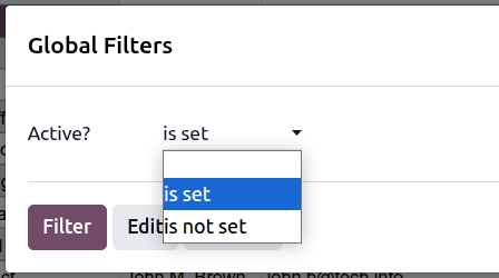 Global filter on a Checkbox field