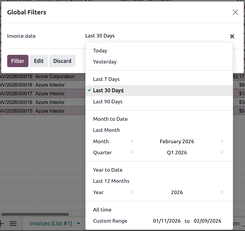 Global filter on a Date field