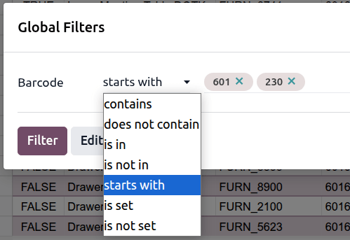 Global filter on a Text field