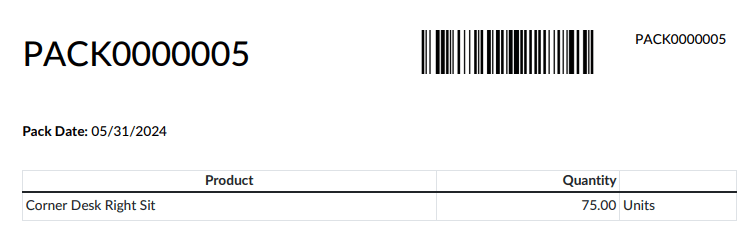 Show Packages page, containing the package contents list.