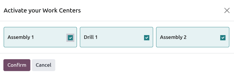 Select at least one work center to assign to the workstation.