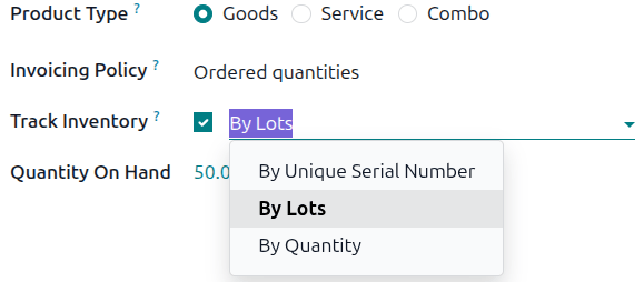 Configure a tracked good.